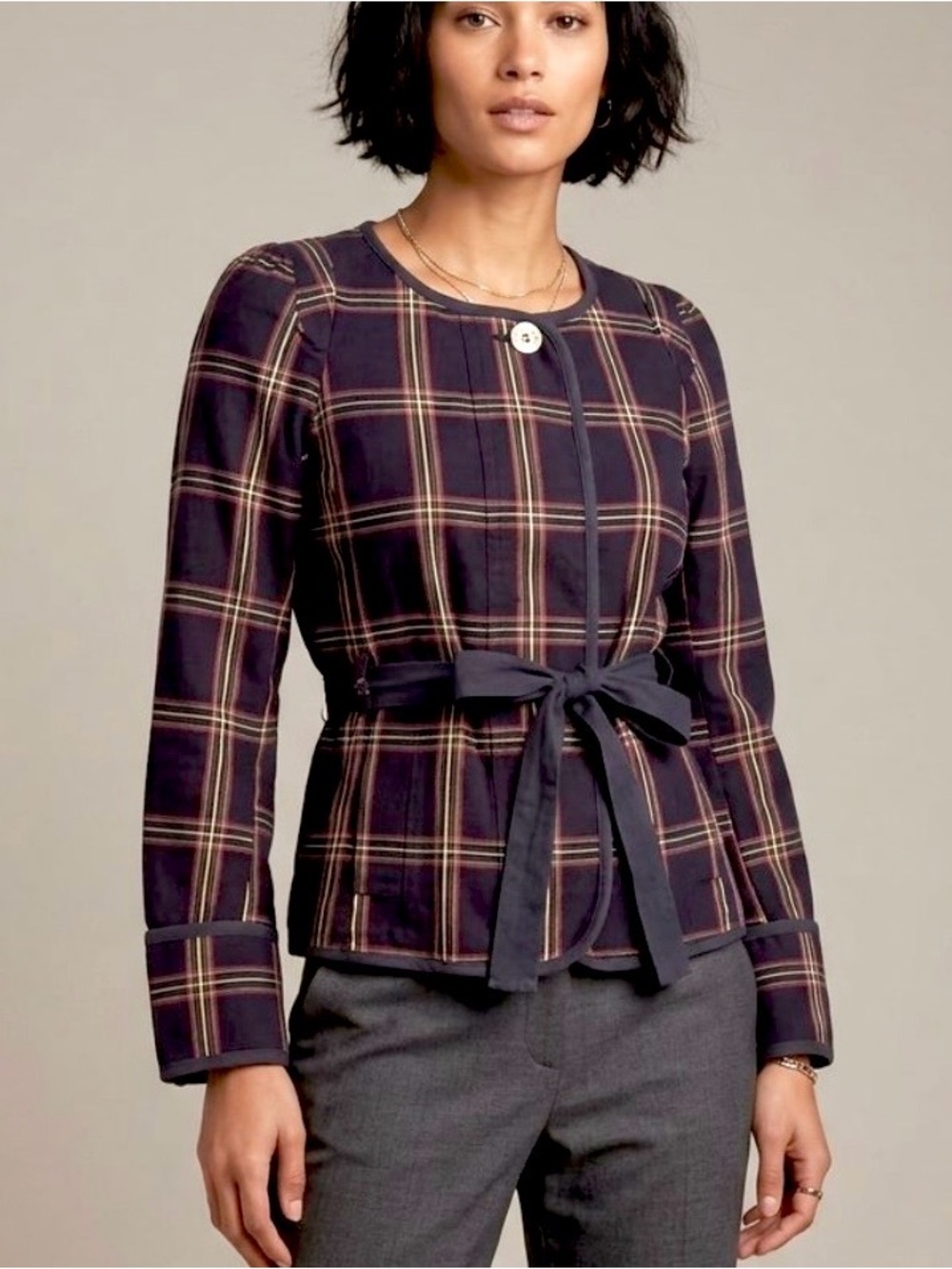 Marc by Marc Jacobs Plaid Tie Front Jacket